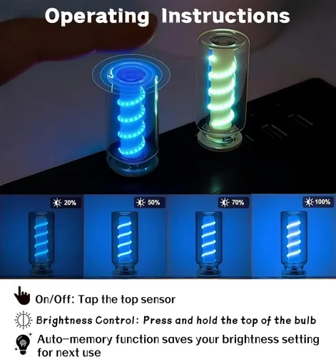 Miniatura 4 de Luz nocturna USB para automóvil, lámpara de filamento LED retro regulable táctil, mini luz ambiental USB para interior de vehículo, dormitorio