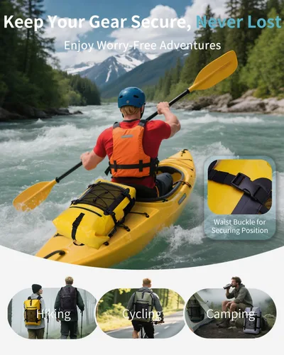 Miniatura 7 de ECOHUB Mochila impermeable para mujeres y hombres, bolsa seca resistente de 30L con cierre enrollable para viajes con funda impermeable IPX8