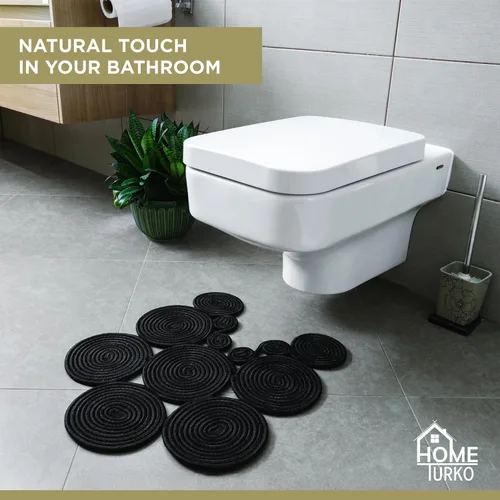 Miniatura 4 de Alfombra de baño bohemia de yute Alfombra de inodoro lavable hecha a mano Alfombra de baño moderna Decoración de baño bohemia tejida de doble