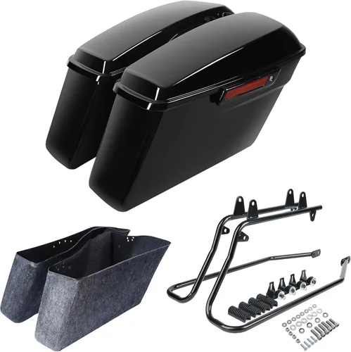 Miniatura 17 de SLMOTO Alforjas rígidas para motocicleta para Harley, alforjas rígidas con soportes de conversión negros, compatibles con Harley Street Glide