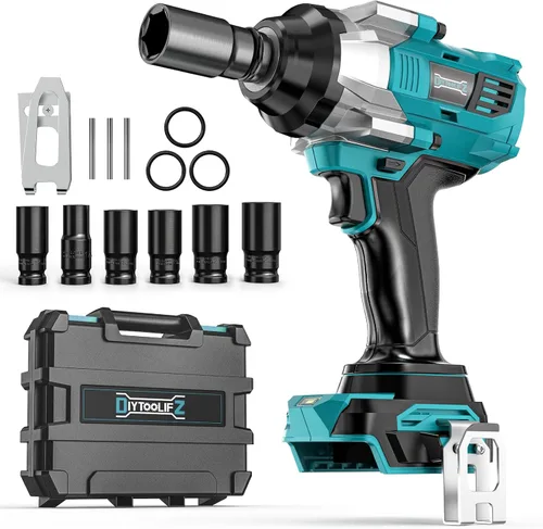 Miniatura 12 de DIYtoolifz Llave de impacto inalámbrica de 1/2" Compatible con batería Milwaukee de 18V, controlador de impacto de alto par de 1000 pies-libra