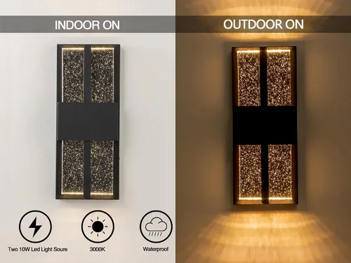 Miniatura 3 de Luces LED de pared para exteriores, 15 pulgadas, color negro, para porche, para casa, aplique de pared moderno exterior con cristal de cristal