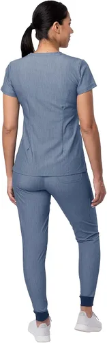 Miniatura 2 de Adar Pro - Conjunto de ropa quirúrgica con mejora de movimiento para mujer, blusa médica con cuello en V y pantalón médico deportivo y para yoga