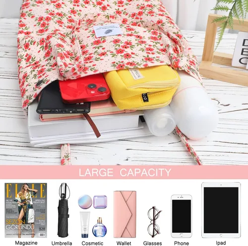 Miniatura 33 de Ayieyill - Bolsa de pana para mujer y niña, con correa de lona para colgar al hombro, bolsa con bolsillo