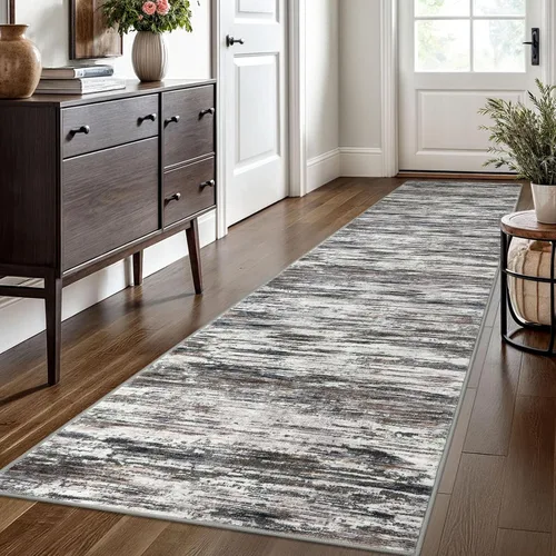 Miniatura 138 de SIILOOM 2 x 3 Alfombra moderna y abstracta para entrada, alfombra neutra azul marino gris multicolor súper suave de área pequeña, alfombras lavables
