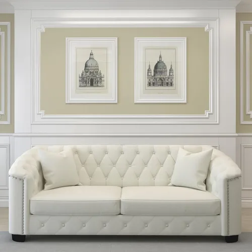 Miniatura 14 de Juego de 2 sofás modernos de terciopelo Chesterfield de 77" para 3 plazas + 59" loveseat, tapizados con respaldos capitoné con brazos de tachuelas