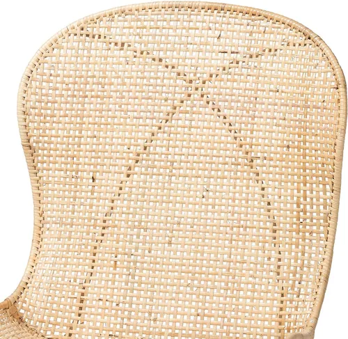 Miniatura 4 de Baxton Studio Sabelle Japandi - Juego de 2 sillas de comedor de caoba y ratán marrón natural