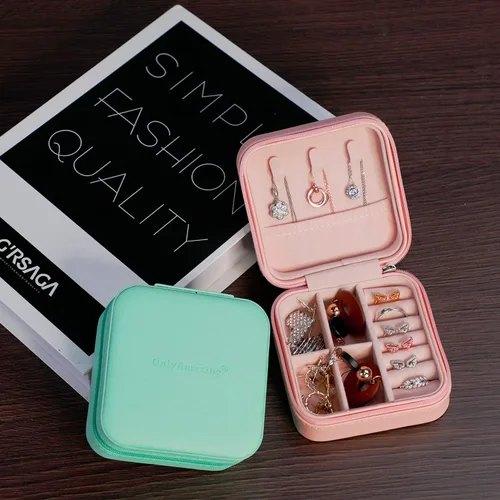 Miniatura 5 de onlyamazing Organizador de viaje de joyería, estuche portátil para joyas para collares, aretes, anillos, colgantes, caja de almacenamiento
