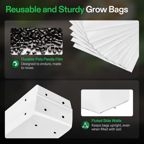 Miniatura 6 de VIVOSUN Paquete de 50 bolsas de cultivo de 1 galón para plantas, contenedores de película de panda en blanco y negro, bolsa de plástico gruesa