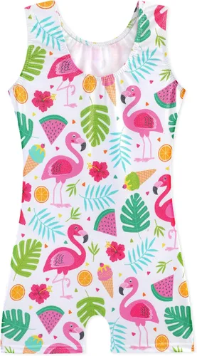 Miniatura 88 de HOZIY - Leotardos de gimnasia con pantalones cortos brillantes para niñas pequeñas; estampados de unicornio, aurora, arco iris, sirena, dinosaurio