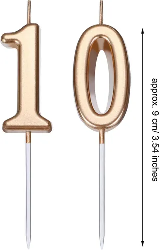 Miniatura 2 de 10 Velas de Cumpleaños Número de Pastel, Velas de Números del 10, Decoración Feliz de Pastel, para Boda, Aniversario, Celebración, Adorno de Fiesta
