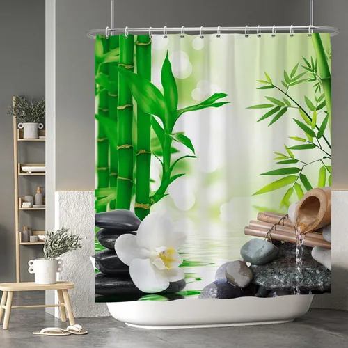 Miniatura 95 de Baocicoo - Cortina de ducha de abeja de miel, diseño de abeja de caricaturas, pista voladora, rústica, floral, para baño, decoración de bañera