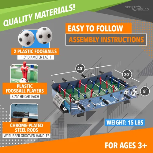 Miniatura 5 de Sport Squad Foosball Table - Soccer Table - Wood Foosball Table for Kids & Adults - Bar Game Table, Game Room for Home - Easy Assembly, Built Tough