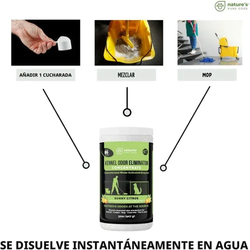 Miniatura 3 de Nature's Pure Edge El concentrado en polvo enzimático hace 86 galones, uso profesional para la eliminación de olores de perreras y mascotas, elimina