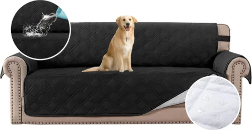 Miniatura 22 de H.VERSAILTEX Funda de sofá 100% impermeable, lavable, antideslizante, para 3 cojines, protector de muebles para mascotas, fundas de sofá