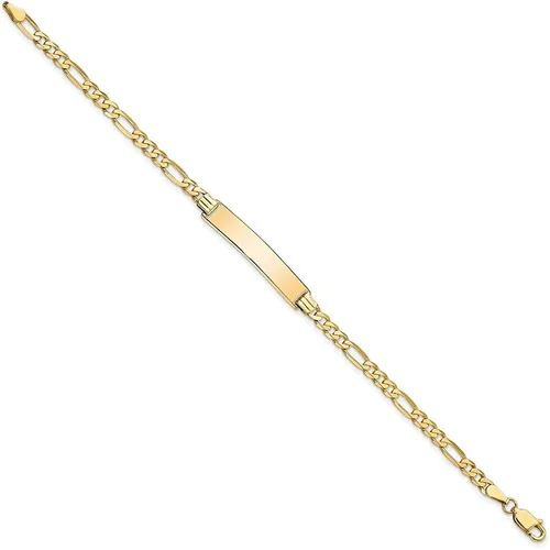 Miniatura 2 de 14k Yellow Gold Flat Figaro Link ID Bracelet For Women