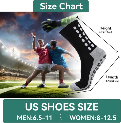 Miniatura 7 de 246 Pairs Men's Soccer Socks Grip Pads Non Slip Football Baseball Soccer Socks for Men Women