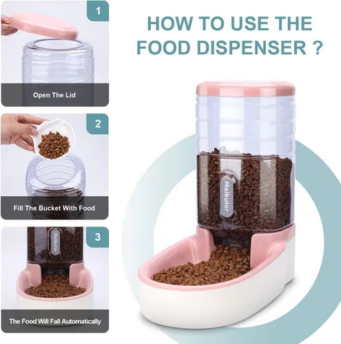 Miniatura 4 de Meikuler Conjunto de Alimentador Automático para Perros y Gatos y Dispensador de Agua, Bebedero y Alimentador de Comida por Gravedad para Perros