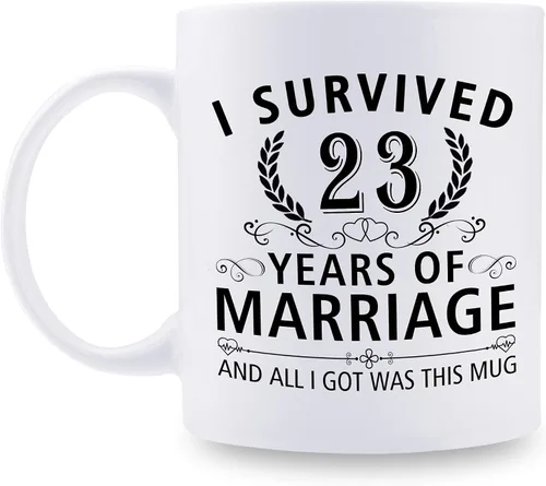 Miniatura 33 de Taza de café de 11 onzas con texto en inglés "I Survived 50 Years of Marriage and All I Got Was This Cup" para el 50 aniversario de boda y para él