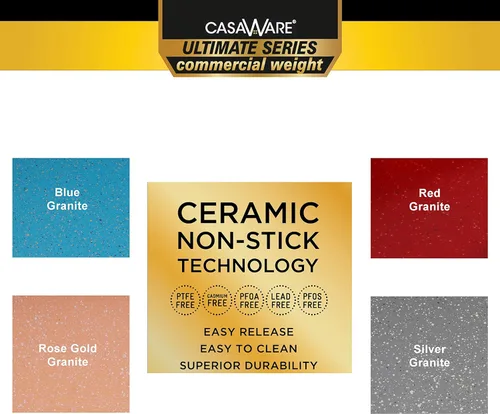 Miniatura 3 de casaWare Serie Ultimate de 15 x 10 x 3 pulgadas Peso Comercial con Revestimiento Cerámico Antiadherente Bandeja para Lasaña/Asado (Granito Azul)