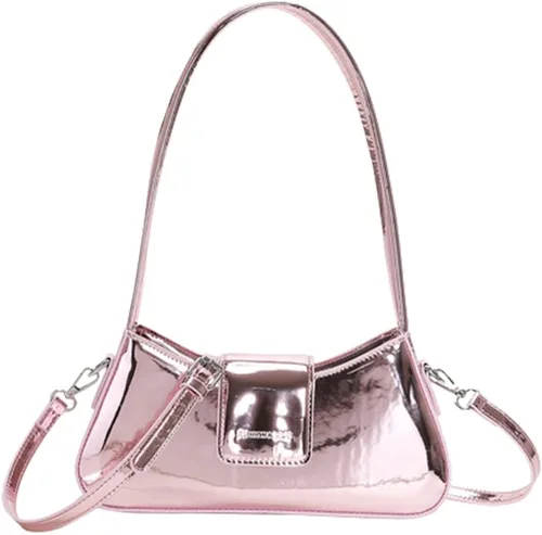 Bolso de noche para mujer, bolso de mano Y2k, plateado brillante, bolso de mano, bolso de fiesta, lindo bolso metálico