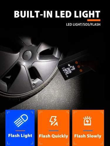 Miniatura 4 de Bomba de Aire Portátil para Neumáticos de Coche 150 PSI, Bomba de Neumáticos para Coche 4 Veces Más Rápida con Pantalla Digital de Valores Duales