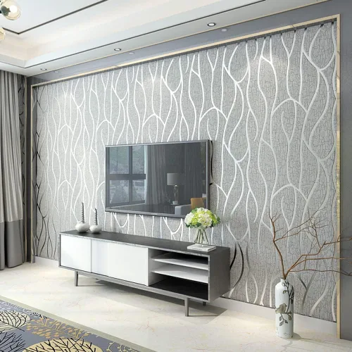Miniatura 11 de Q QIHANG Moderno y minimalista no tejido grueso en relieve 3D para TV pared TV fondo de pared sala de estar dormitorio papel tapiz 1.73 pies