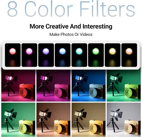 Miniatura 3 de SmallRig RM01 Mini Luz de Vídeo LED Impermeable Kit de Iluminación Portátil con 8 Filtros de Color, Luz de Fotografía de Relleno Regulable 5600K