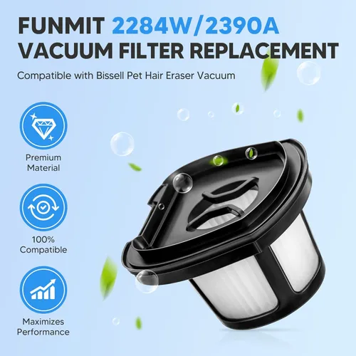 Miniatura 8 de Filtro de vacío de repuesto de 2284W 2390A para Bissell Pet Hair Eraser Filter Hand Vacuum 2390 2389 2579, comparado con la pieza # 1614212 1614203