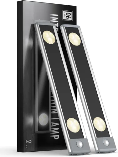 YIGER Luces para debajo del gabinete, luz inalámbrica con sensor de movimiento para interiores, iluminación LED cálida de 10 pulgadas, funciona con