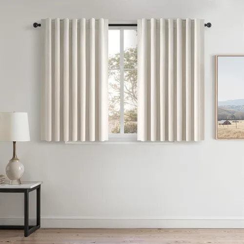 Miniatura 69 de Topfinel Cortinas opacas, blanco beige, 2 paneles, ventanas pequeñas, textura, mezcla de lino, bohemia, abedul, rural, gancho, bolsillo trasero