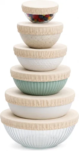 Reusable Bowl Covers for Sourdough Bread Proofing,100% Cotton Elastic Set of 6 in Varying Sizes Easily Fit Your Bowls 4" to 13" - Durable Fabric