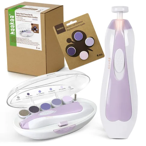 haakaa Kit de cortaúñas eléctrico para bebés, kit de cortaúñas para recién nacidos, niños pequeños o adultos, cuidado de uñas y pies, juego de