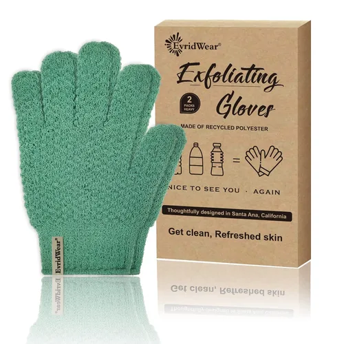 Miniatura 5 de Evridwear - Guantes exfoliantes de baño de doble textura para ducha, spa, masaje y exfoliantes corporales, elimina las células muertas de la piel