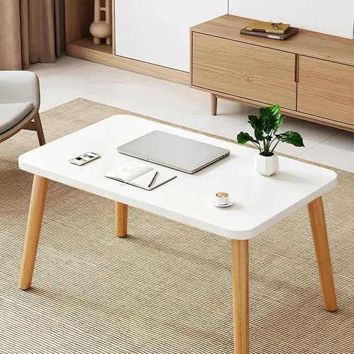Miniatura 5 de Mesa de café Funecy Mesa baja con patas robustas de madera maciza, mesa de piso para sentarse en el suelo, almacenamiento y muebles para sala