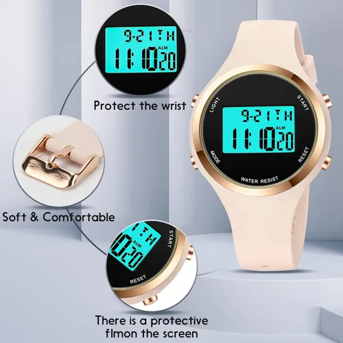 Miniatura 9 de Women LED Display Elecreonic Watch Fashion Chrono Alarm Digital Clock Woman Outdoor Sport Wirstwatch