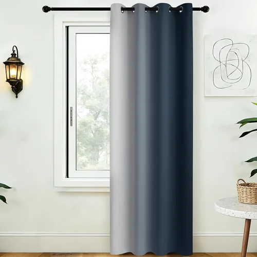 Miniatura 128 de COSVIYA Cortinas 100% Opacas Azul Degradado con Lazos Ajustables para Cocina Aislamiento Térmico Oscurecimiento de Habitación Cenefa con Bolsillo