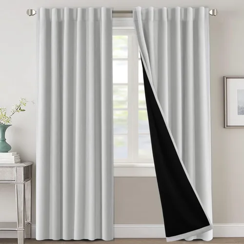 Miniatura 60 de H.VERSAILTEX Cortinas 100% opacas para dormitorio con forro negro, cortinas de oscurecimiento de habitación completa, con aislamiento térmico