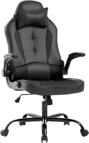 Silla de videojuegos, silla de computadora con respaldo alto, silla de oficina egonómica, silla de videojuegos de piel sintética, silla ejecutiva