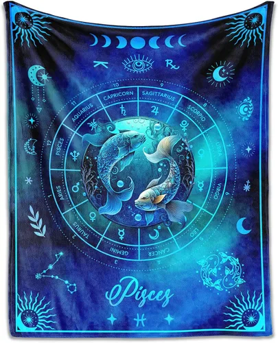 Miniatura 29 de Manta Acuario para Regalos, 40" x 30" Manta Rectangular de Franela del Zodiaco Acogedora, Regalo para Niños Niñas Adolescentes Mujeres Hombres