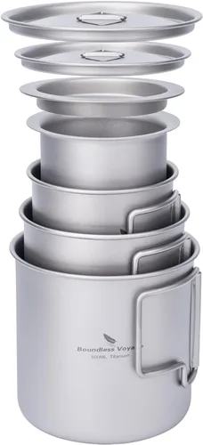 Miniatura 9 de iBasingo Taza de titanio de 7.4 fl oz con colador, taza de camping con tapa, mango plegable, de una sola pared, ligera, portátil para beber al aire