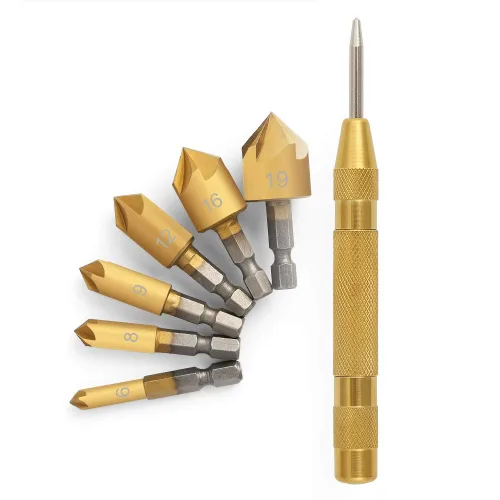 Miniatura 8 de COMOWARE Juego de brocas avellanadas, herramienta de chaflán M35 HSS 6 piezas, broca de chaflán de vástago hexagonal de 1/4 pulgadas, broca