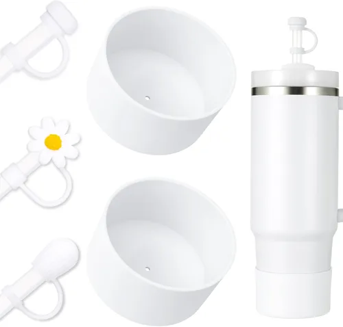 Miniatura 10 de Juego de funda para botas y pajilla, 2 fundas de silicona, 3 tapas de pajita, protector inferior para Stanley Cup H2.0 30 oz y 40 oz, coincidencia