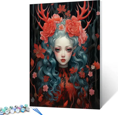 Miniatura 29 de Exquisitas muñecas y mariposas DIY pintura por números para adultos principiantes, estilo único, pintura de flores por número sobre lienzo con Obras