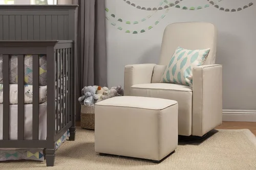 Miniatura 2 de Silla giratoria tapizada DaVinci Olive; incluye un otomano, Crema