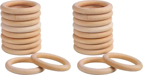 Miniatura 5 de 10 anillos de madera de macramé de 2.756 in/2.7 pulgadas sin terminar, anillos de madera maciza grandes para manualidades, conectores colgantes