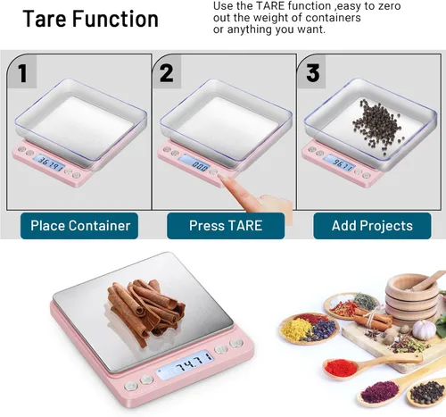 Miniatura 6 de Fuzion báscula digital de 0.01 gramos de precisión, básculas de alimentos mini de 500g para joyería pequeña, oro, hierba, especias - peso en gramos