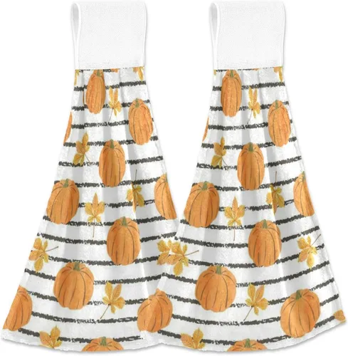 Boccsty Toallas de cocina colgantes de acuarela abstracta de otoño, 2 piezas de hojas de otoño, toallas de mano, toallas de barra de té, toallas