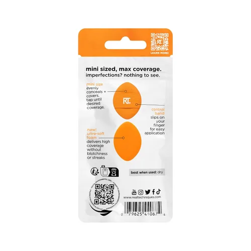 Miniatura 11 de Real Techniques Mini Miracle Concealer Puff Trio, pequeña esponja de maquillaje para base líquida y crema y corrector, ocultación específica, apto