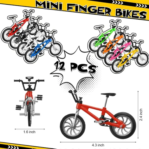 Miniatura 2 de Gejoy 12 piezas de mini bicicletas de dedo, mini bicicletas BMX, juegos de fin de año, regalos para estudiantes, juguetes de bicicleta en miniatura